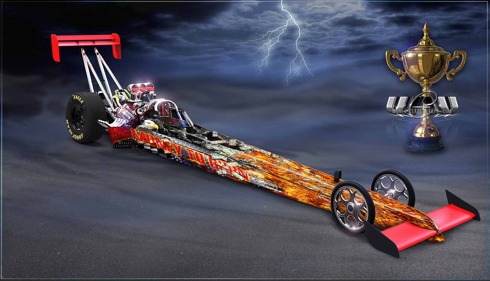 money to burn full scale dragster wrap